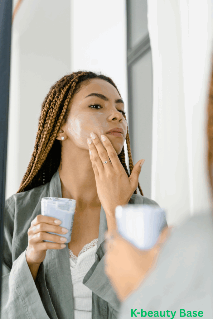 Lifestyle shot of a real person doing skincare