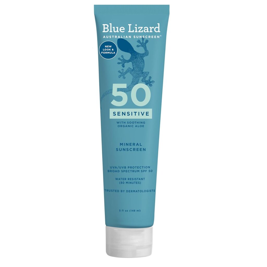 BLUE LIZARD Sensitive Mineral Sunscreen with Zinc Oxide 50+ Water Resistant UVAUVB Protection